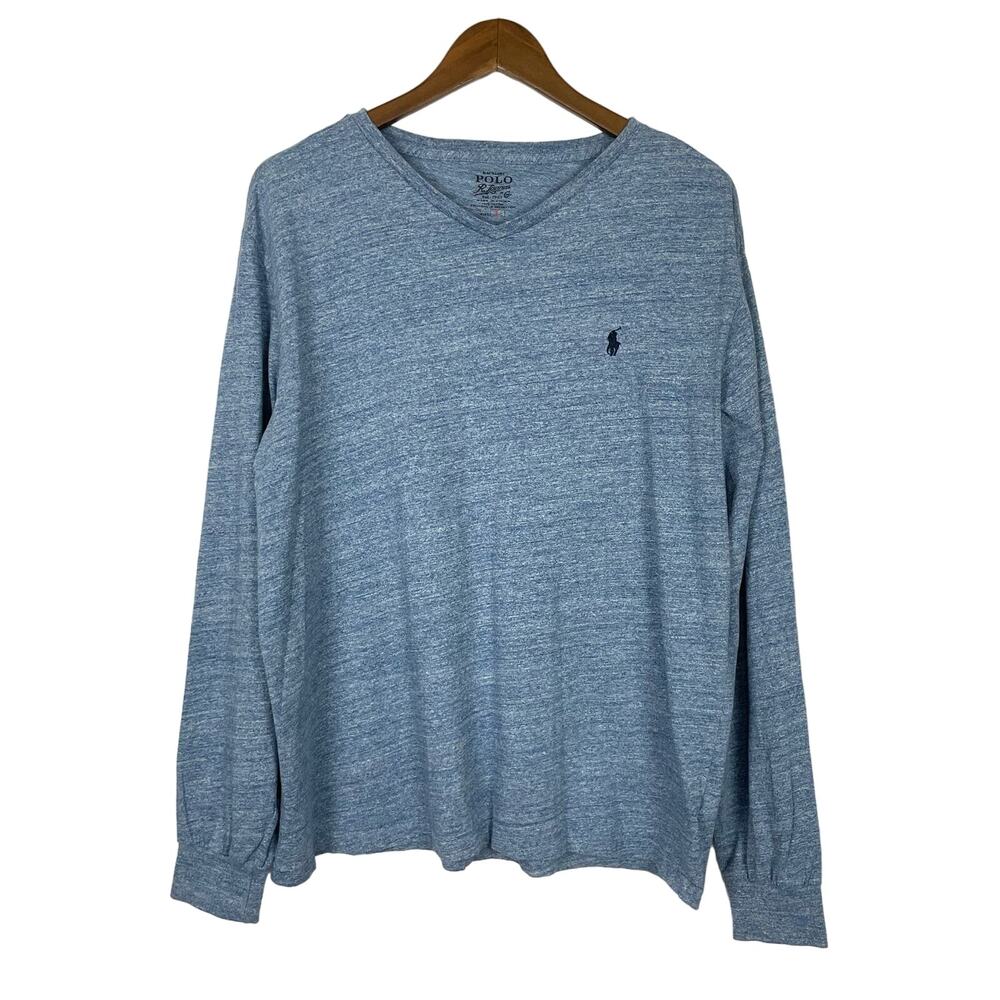 Polo Ralph Lauren | Heather Blue Long Sleeve V-neck Casual Tee Shirt